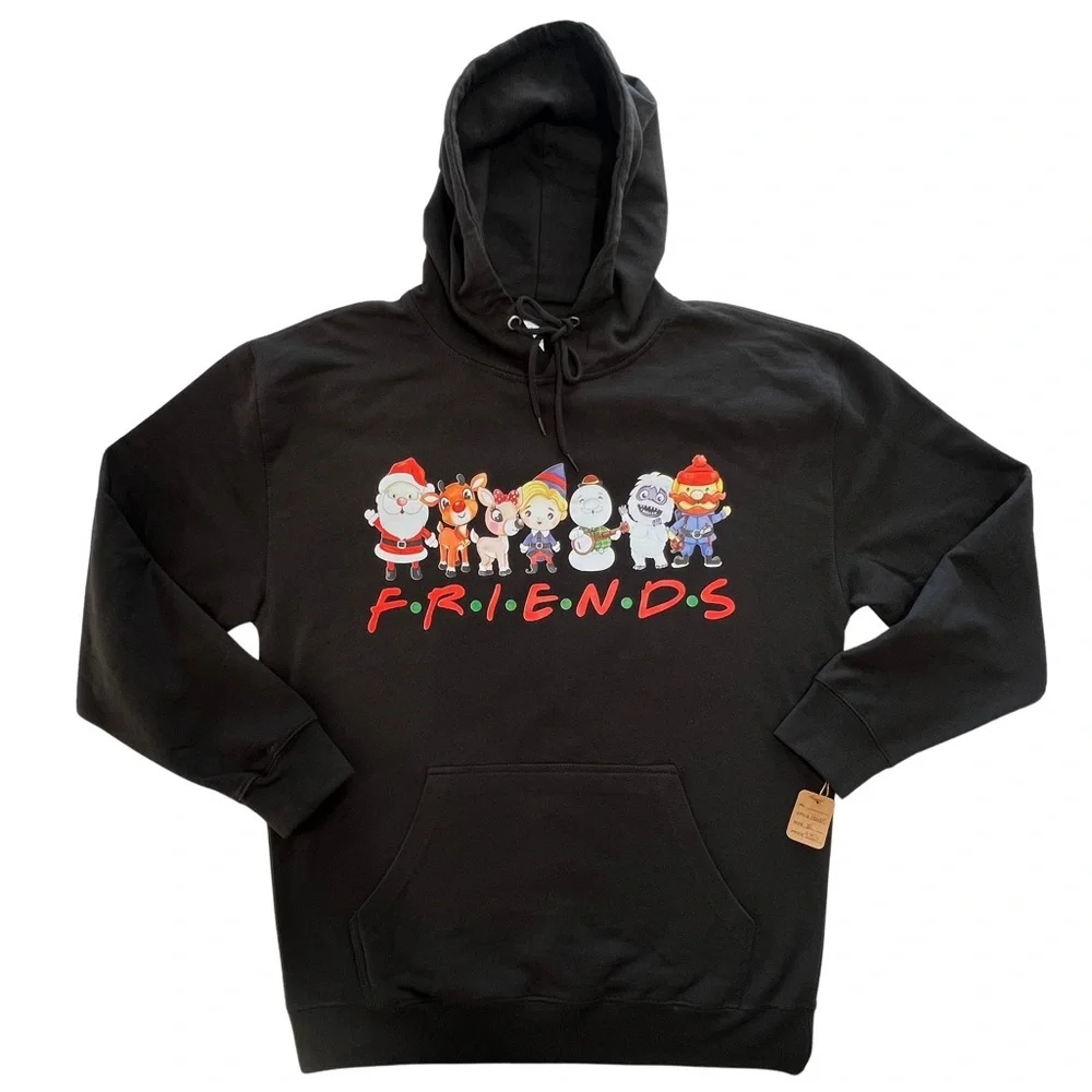 New Rudolph FRIENDS Graphic Sweatshirt Hoodie Black Unisex Women’s XL NWT - Picture 16 of 16